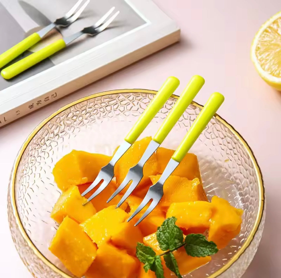 Pack Of 6 Stainless Steel Fruit Fork, Decorative Fork for Appetiser, Creative Tableware Fruit Fork, Stainless Steel Kids Food Pick Pack Of 6 Stainless Steel Fruit Fork, Decorative Fork for Appetiser, Creative Tableware Fruit Fork, Stainless Steel Kids Food Pick